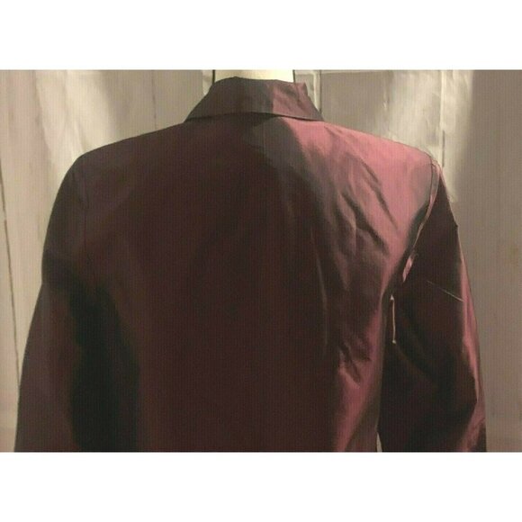 Talbots Petites Womens Button Front Silk Jacket Size 6P Burgundy Long Sleeve - Picture 8 of 12